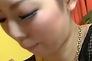 Kinky and nasty woman in fishnet gagging and cum swallowing - From