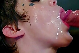 Tattooed skinny brunette gangbanged in bar 5 min
