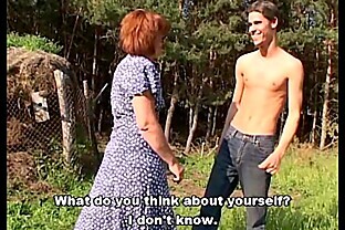 Skinny Farm Boy Outdoor Sex With Redhead Granny