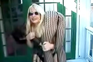 Blonde Squats Girl In Black Tights