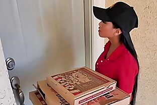 Two horny teens ordered some pizza and fucked this sexy asian delivery girl. 7 min