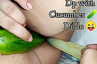 Anal Dp from ass to pussy with Cucumber and Dildo hot and extreme bbw chubby teen rough fuck in USA 7 min