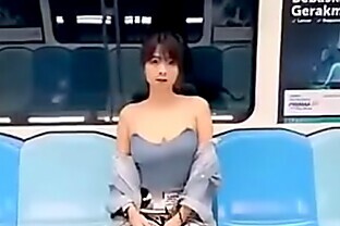 Showing her tits on train 41 sec