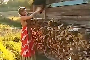 Busty russian blonde beauty with hairy pussy and huge tits fucked in countryside 8 min