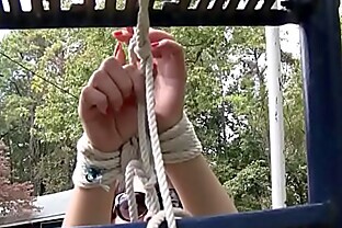 Nyssa Nevers Tied To The Slide, Outdoor Bondage 6 min