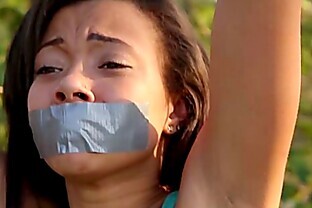 PunishTeens - Ebony Girl Tied, Punished And Fucked In The Forest 8 min