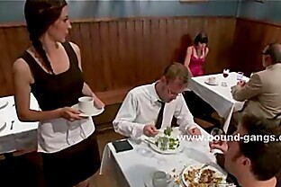 Lady takes off panties in restaurant 4 min