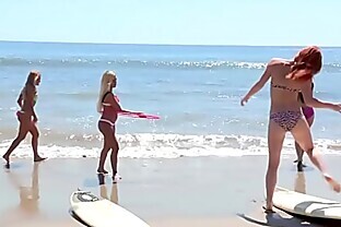 Hot surfer babes fucked by a hot life guard