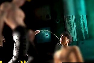 3D stud gets a golden shower before getting fucked by a fireman