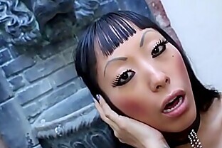 Busty asian sub throated before riding cock