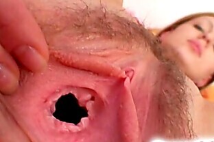 Russian slut Olga Barz hairy cunt gaping