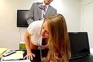 Secretary seducing boss by photocopying boobs and boss ?ass