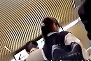 asian Ponytail Cum on ass Exam