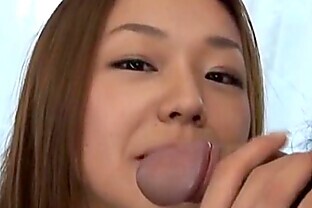 Sakura Hirota horny Asian milf shows hot oral talents with banana