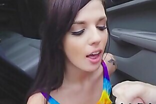 Teen hitchhiker flashes and gets fucked hard