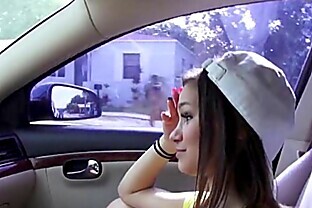 Teen hitchhiker London Smith finds a ride and a big cock