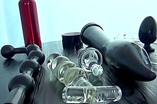 Bound babe anally toyed in butt plug session