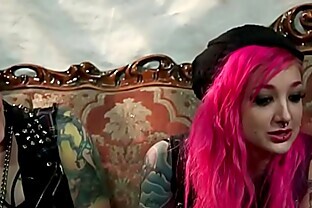 Punk rock slut rides dick