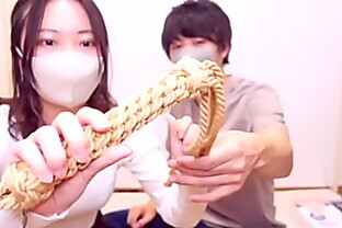 Japanese Rope Tied up Fuck - Extreme Orgasm with Restrained Bondage Collar, Handcuff, Gag