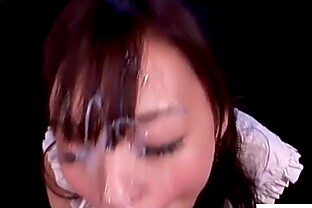 Asian Girl Rubbing Guy Cock With Legs Sucking Him Receiving Facial On The Mattre