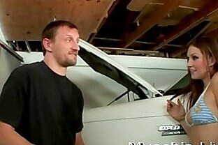 Auto mechanic gets fucked in his workshop