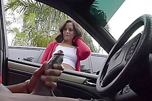 Dick Flash! Cute Teen Gives Me Hand Job in Public Parking Lot after She Sees My Big Black Cock