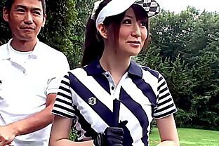 Teacher and other Guys talk Japanese Teen to Blowbang at Golf Lesson