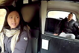 Taxi driving Asian in stockings gets her pussy stuffed