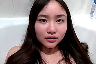 Wholesome Asian teen Sophie Hara gets caught by her flatmate while having fun in the bathtub and then they fuck passionately