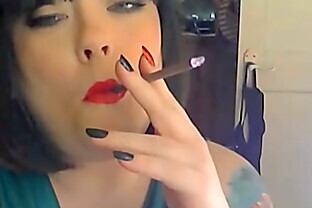 BBW Tina Snua Smokes A More 120 Cigarette - Smoking Fetish