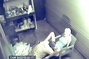 Blonde Girl Fucking hardcore on garage caught on camera