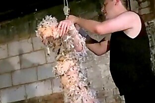 Asian bondage pornstar Kumimonsters bizarre feather and tar domination and kinky