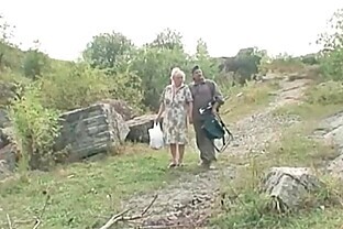 Mature couple having fun in nature