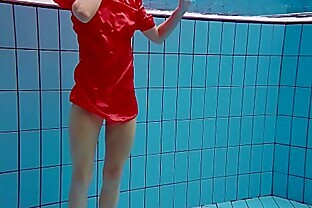 Avenna enjoys swimming in the pool