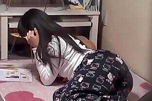 Masturbating asian babe gets spied on
