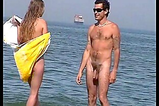 Cuckold in Sweater with Tampon Beach