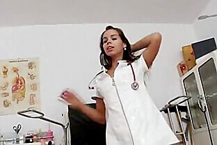 Latina nurse Ferrara Gomez fingers herself