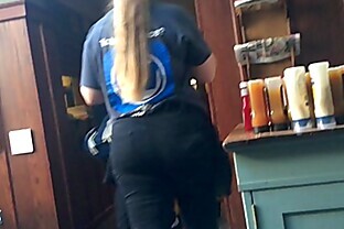 Nerdy Blonde Waitress Booty