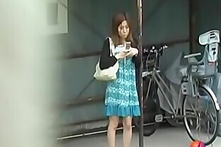 Cute Asian got her panties locked to the pole sharking video