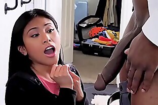 New Asian teen dauther Ember Snow gets a 3some fuck punishment from her foster parents Summer Hart and Will Tile.