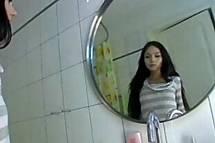 Beautiful teenager in the bathroom