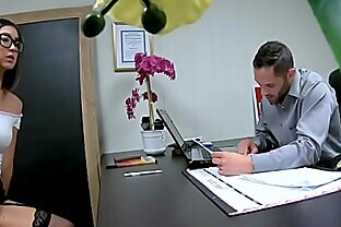 Asian nerdy teen applicant Lexi Mansfield is excited to work with her new boss Damon  first job is to fucks with her horny boss.