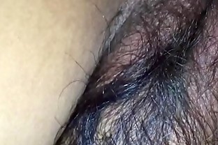 Hairy wife in black bra & tight asshole enjoying doggy style with husband friend