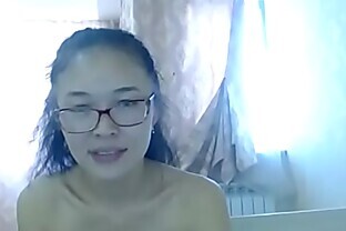 Cute hairy Korean chick dancing around naked on webcam